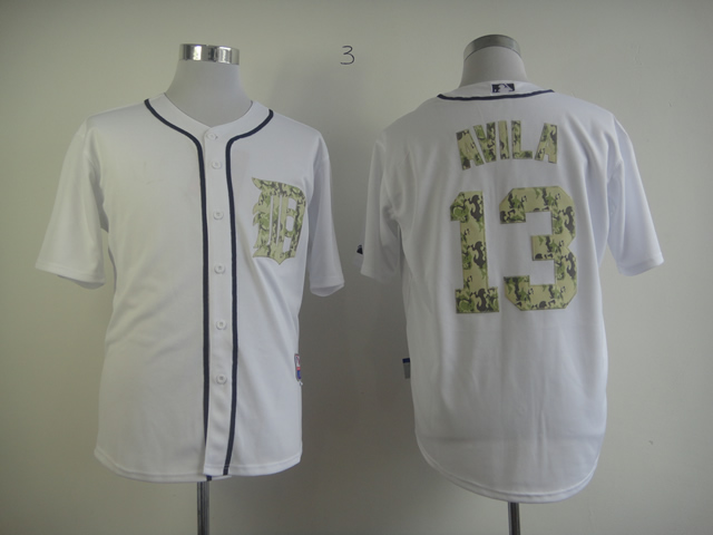 Men Detroit Tigers 13 Avila White Camo MLB Jerseys